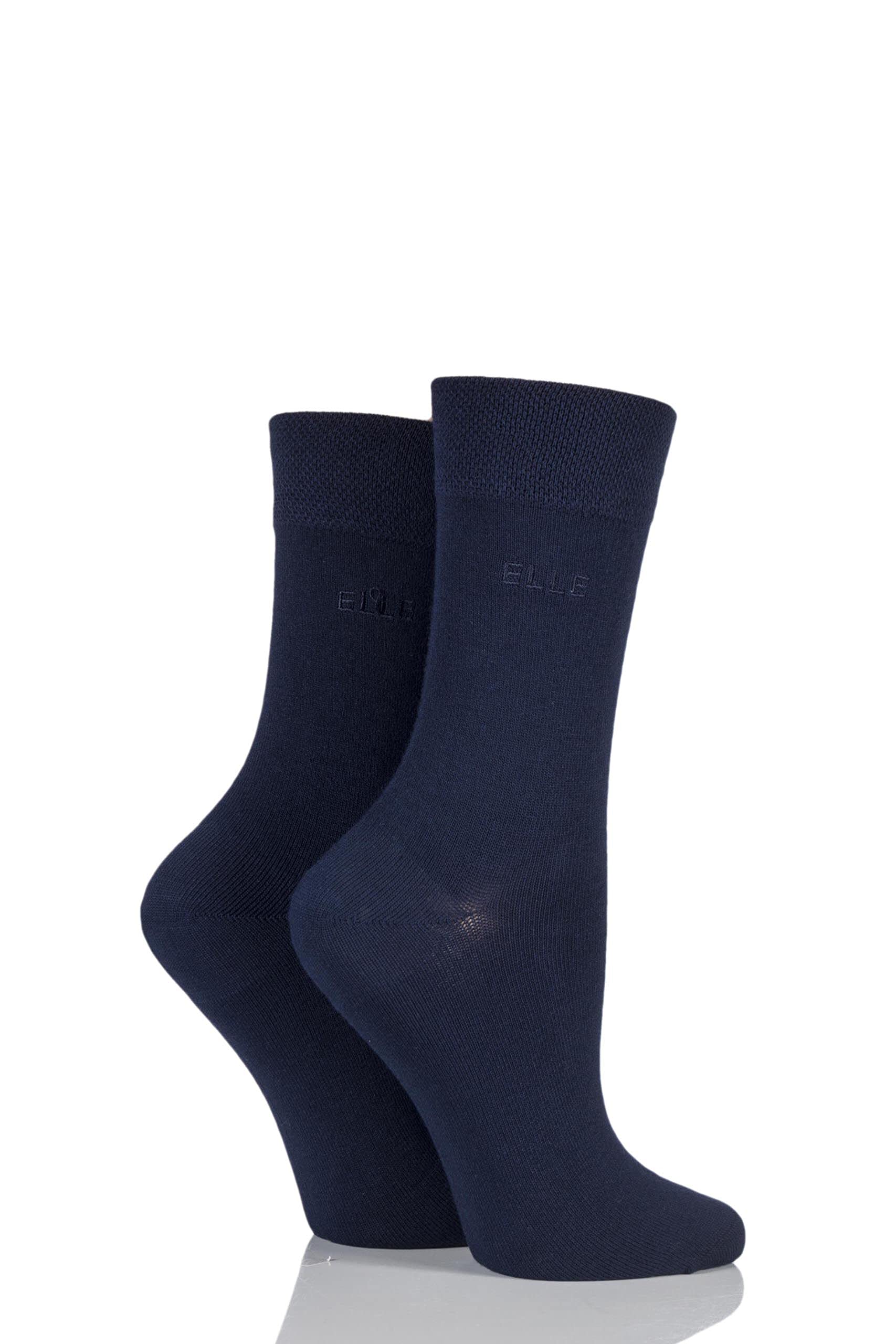 Elle Ladies Bamboo Fibre Socks - Soft, Breathable & Cooling Plain Socks in a Multipack of 2 Pairs Sizes 4-8