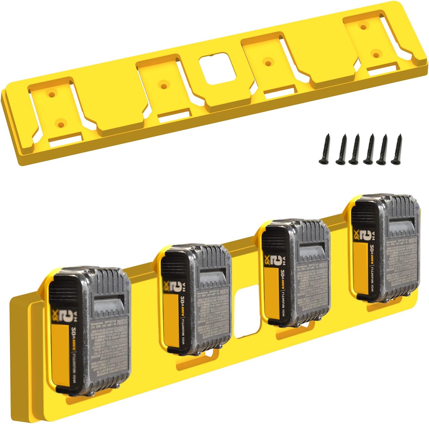 Battery Holder Compatible wiht Dewalt, Tools for Dewalt 20v, Mount 4 Slot Bulk Battery Garage Tool, Tools Compatible with Dewallt 20v, Wall Display Hook Holder