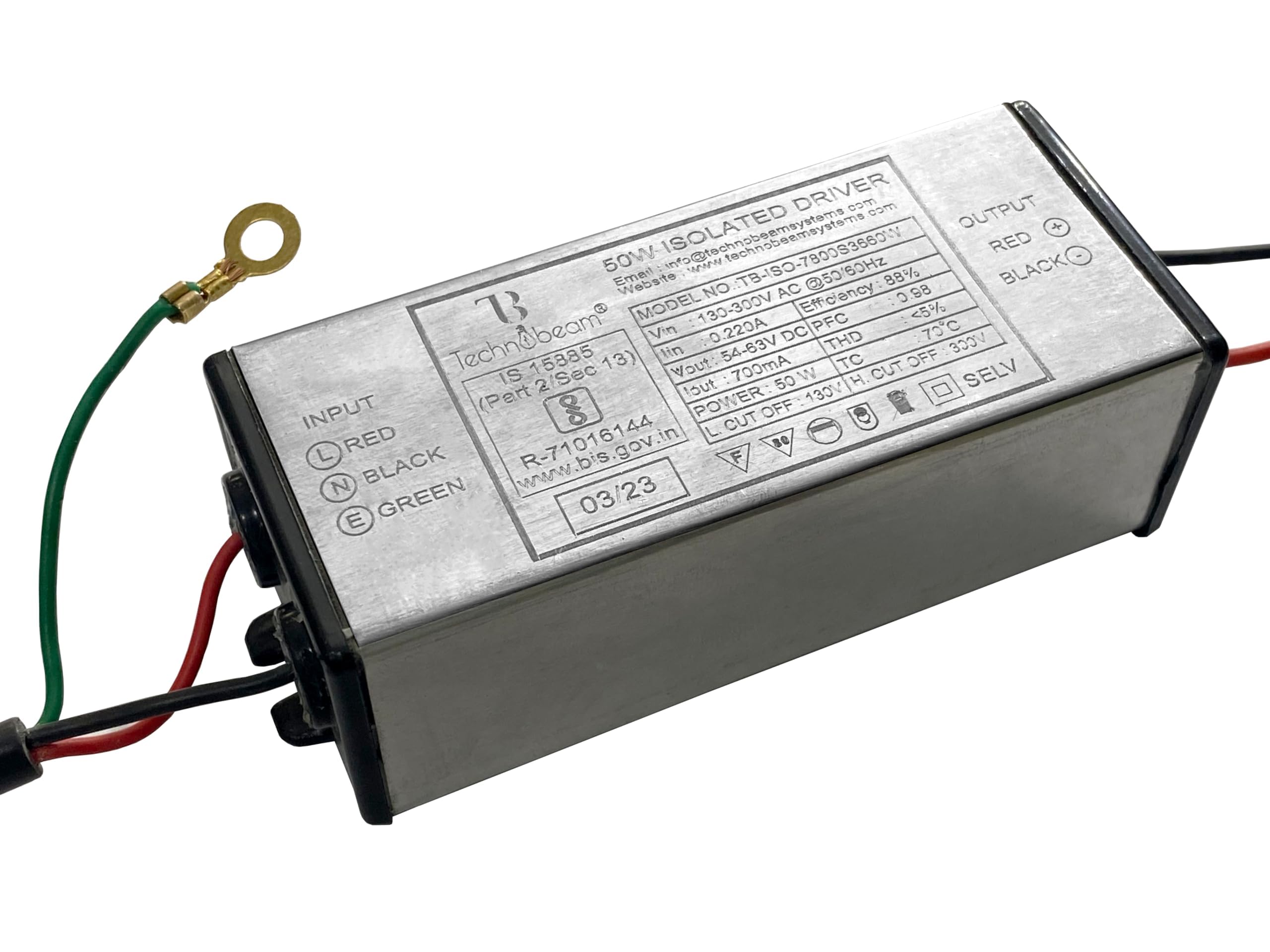TECHNOBEAM 50W Potted Isolated Driver, 63V-750mA With Red & Black Wire for Street light and Flood Light, Pack of1-image-41