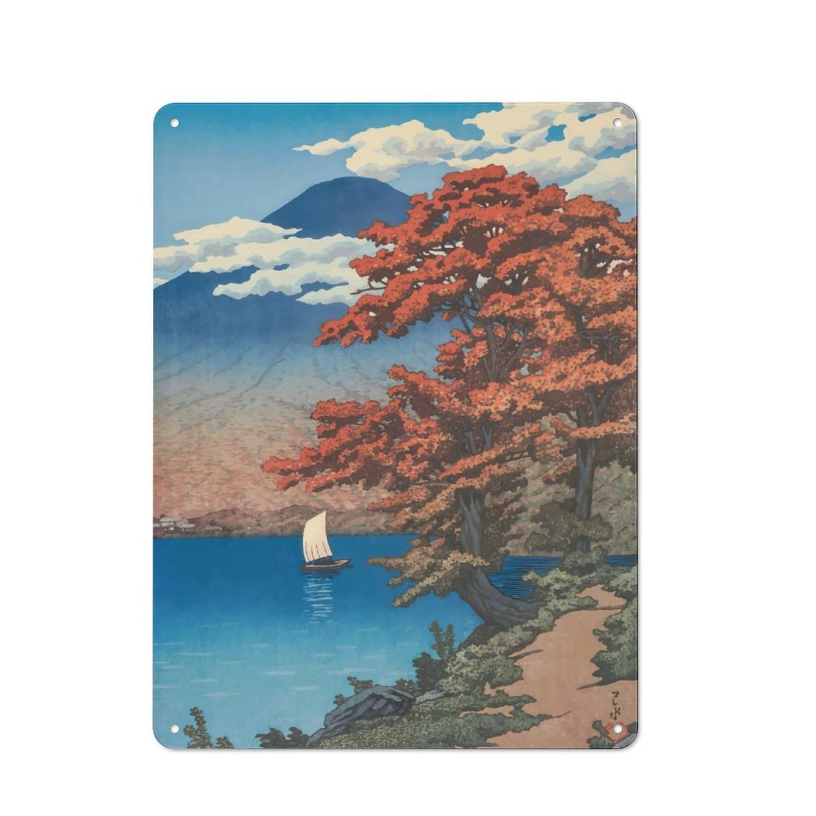 Junmoney Lake Chuzenji Rustic Tin Sign 40X30cm Featuring For Garage Or Workshop, For Updating Garage And Workshop After Moving