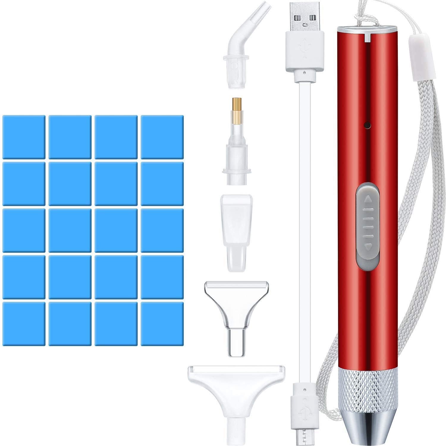Evenden Penna da pittura con luce per trapano 5D, accessorio per pittura fai da te, colore rosso