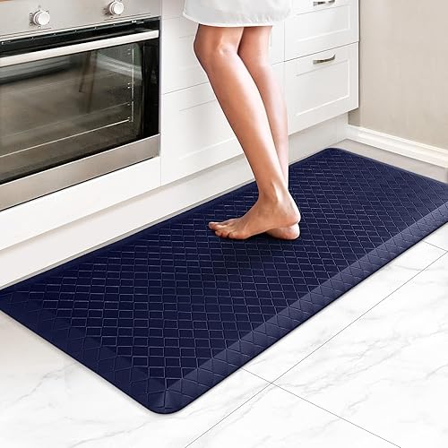 Vista 215 de HappyTrends - Tapete acolchado antifatiga de 17.3 x 28 pulgadas, grueso, impermeable, antideslizante, resistente, ergonómico, cómodo, para cocina