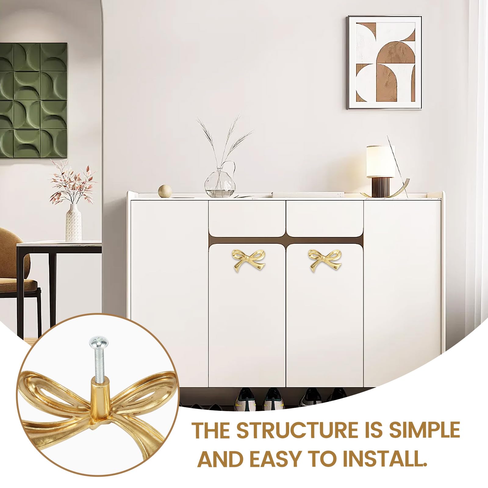 RVEFOT 6Pcs Gold Drawer Pulls Decorative Brass Bow Shape Cabinets Handle  Vintage Dresser Knobs, Cabinet Hardware Cupboard Dresser Wardrobe and  Drawer Pulls - Amazon.com
