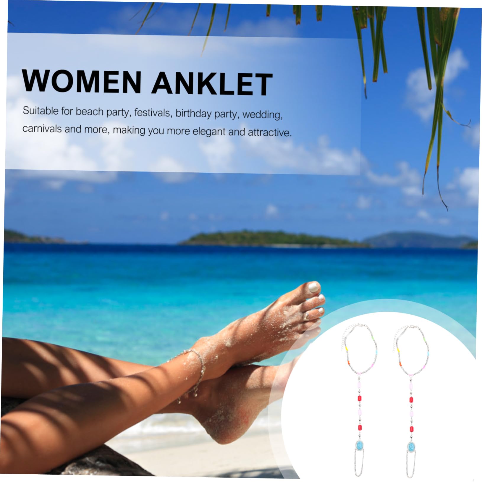 Healvian 5 Series Tobilleras De Verano Con Cuentas Para El Dedo Del Pie Tobilleras Para Mujer Con Cuentas Pulseras De Acrílico Para Mujer 2 piezas x 5