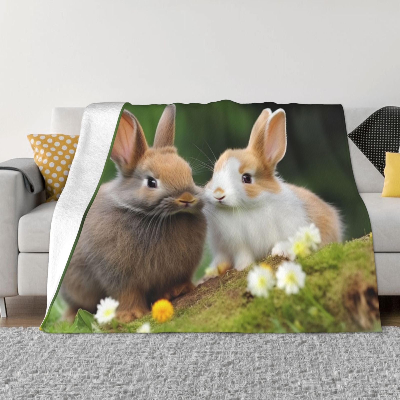 Couverture plaid lapins pour un moment cocooning et chaleureux lors des soirées fraîches