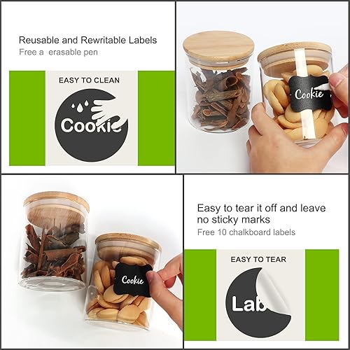 Miniatura 3 de Tarros de vidrio de 68 onzas con tapas de bambú, juegos de recipientes herméticos de vidrio de borosilicato, contenedor de almacenamiento de