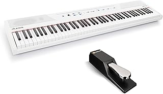 Alesis Recital E Piano Weiß + M-Audio SP-2 Sustain Pedal - 88-Tasten Digitalpiano mit eingebauten Lautsprechern und Universal Sustain Pedal mit Piano Style Action