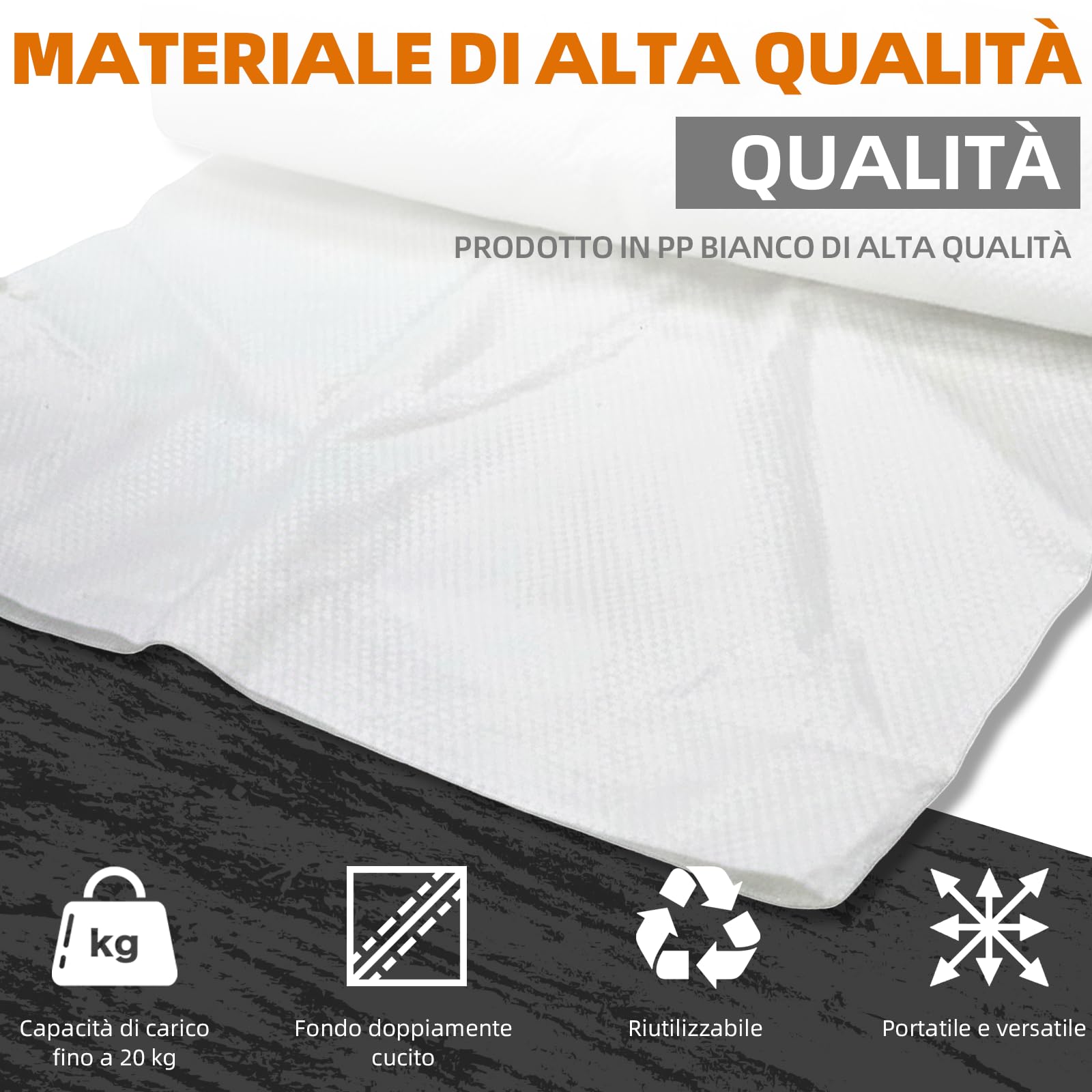 Sacchi di sabbia antialluvione, sacchi di sabbia vuoti con coulisse, sacchetti in polipropilene bianco, per la protezione contro le inondazioni sulle finestre della cantina, 40 x 60 cm (50)