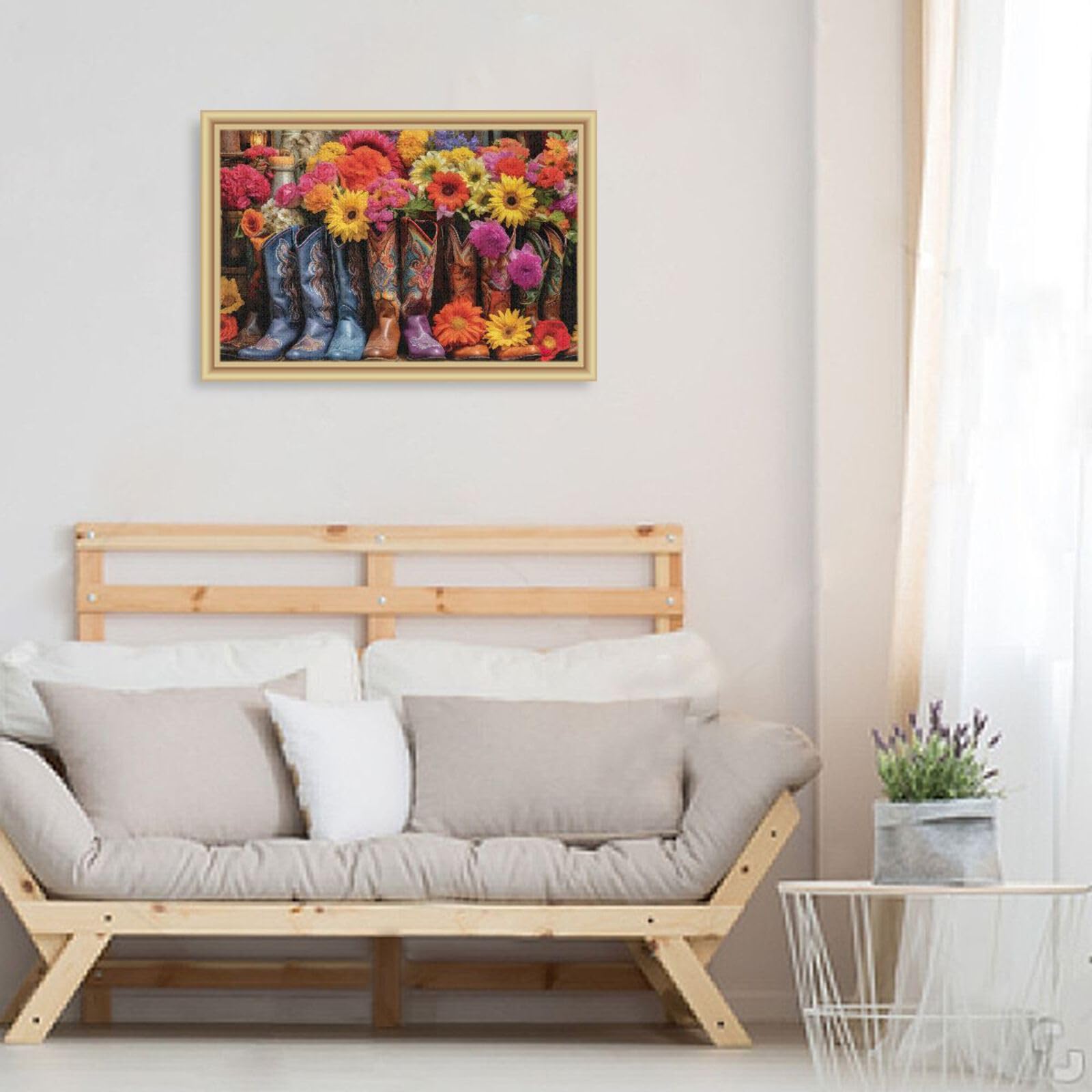 Puzzle 1000 Pezzi per Adulti Stivali Cowboy Fiori Puzzle di Legno Giocattoli Educativi Cervello 21219532