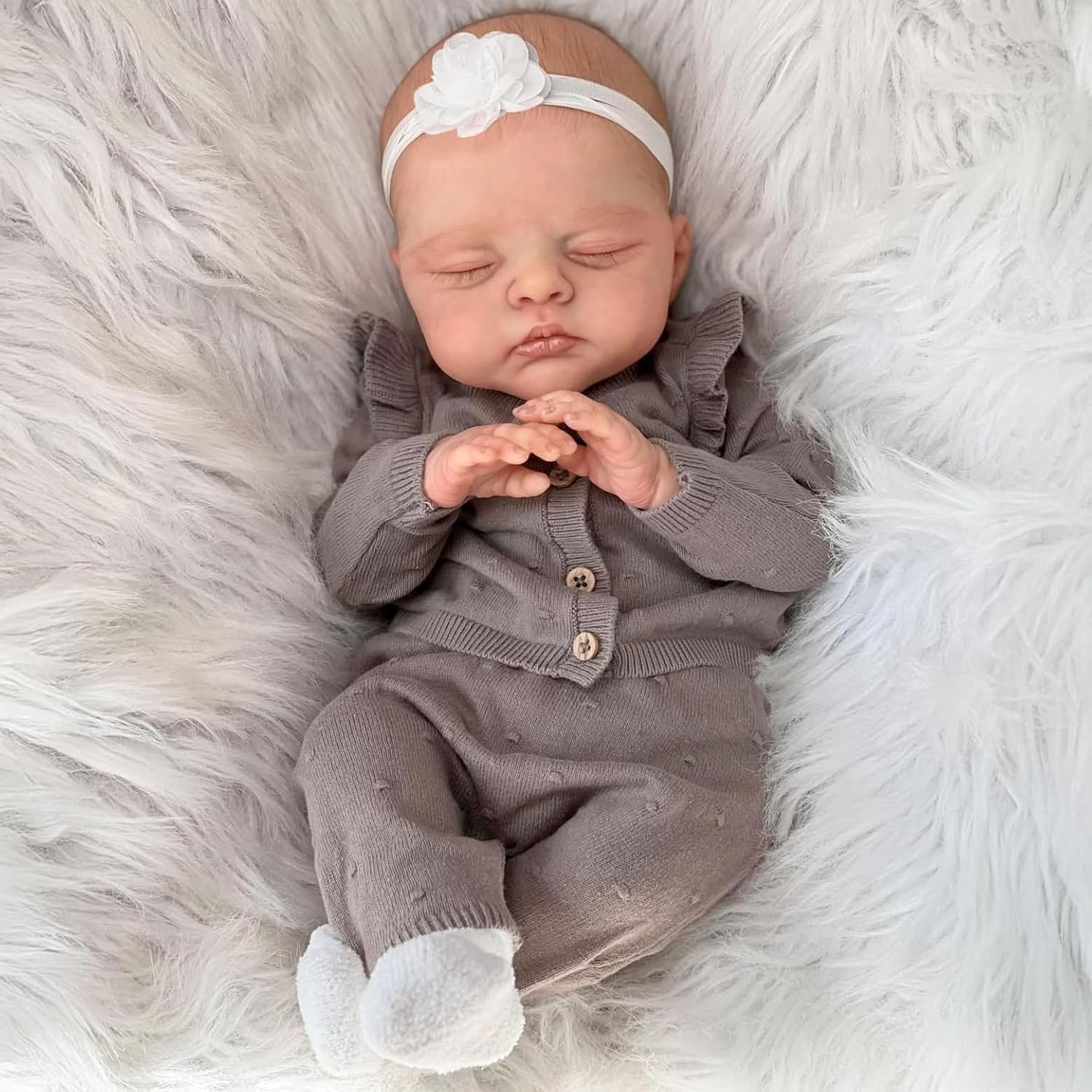 Real Life Reborn Bambola che dorme, 45,7 cm, realistica, in tessuto morbido, con capelli dipinti che sembrano realistici, con kit di alimentazione per bambini dai 3 anni in su