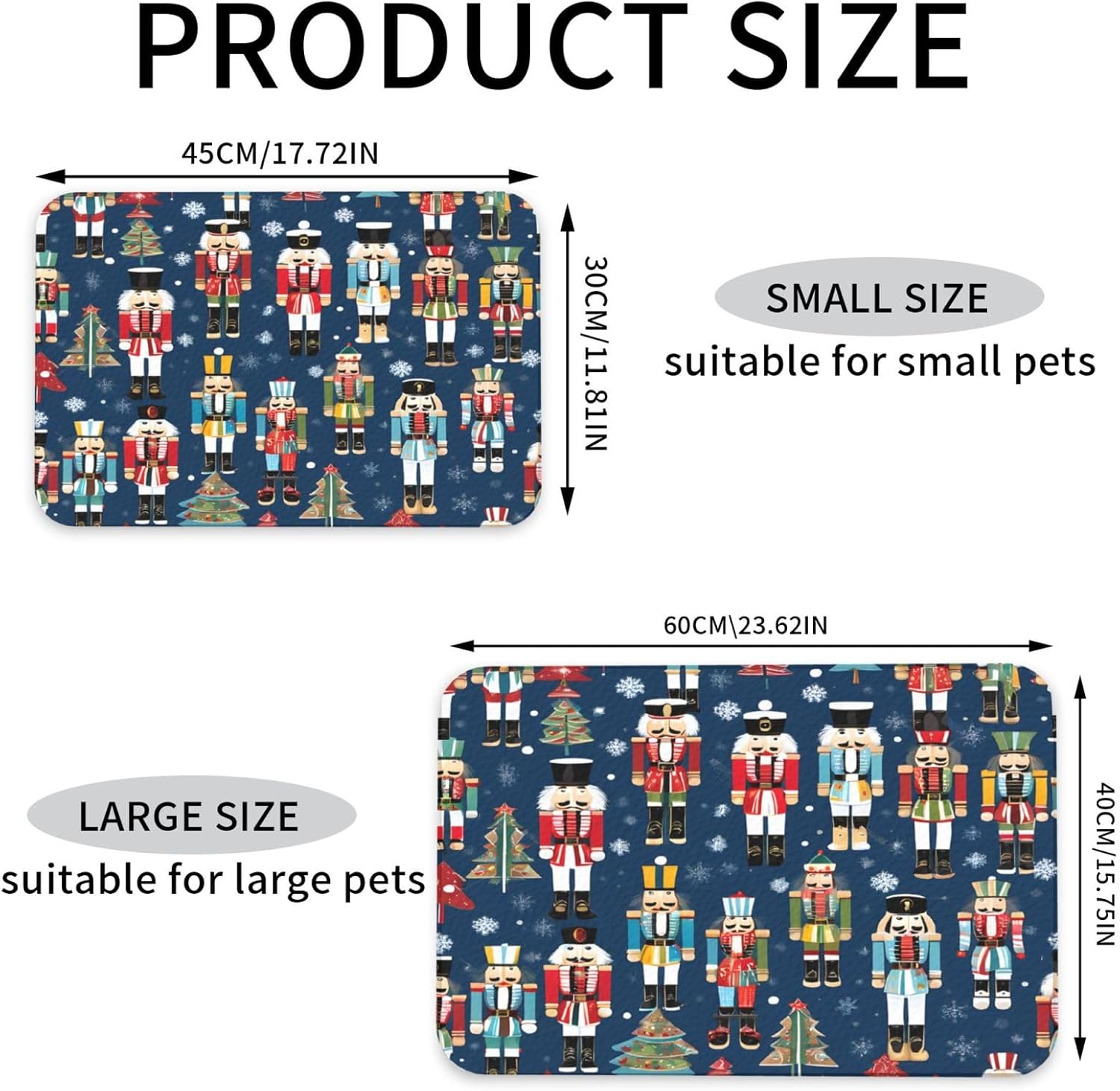 Dog Food Mat for Floors Absorbent, Cat Mat for Food and Water, Women's Nutcracker Ballet, Non-Slip Leather Pet Feeding Mats, Waterproof Dog Cat Food Mats, Quick-Dry Diner Placemat for Bowls