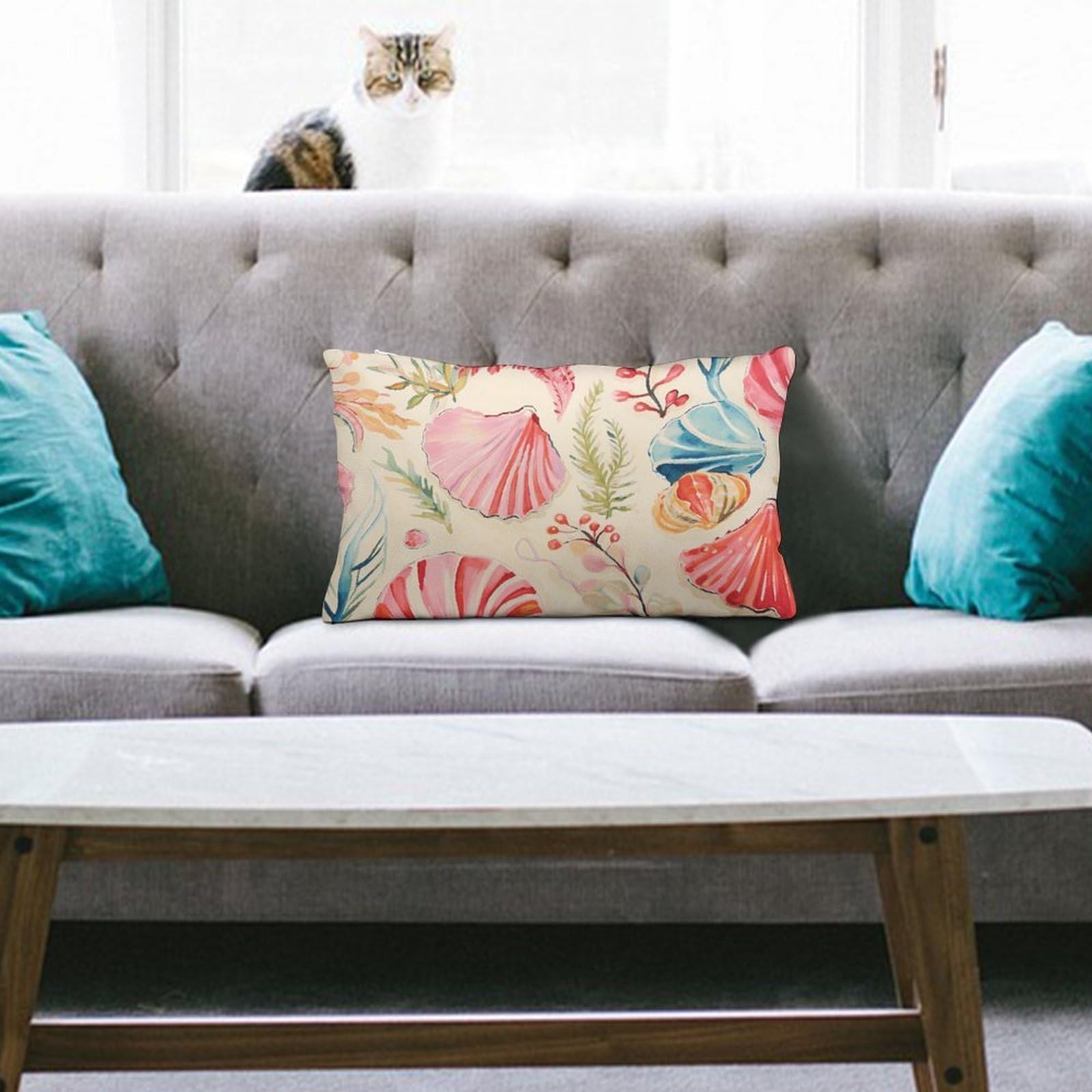 NTVOWPZO Decoration Throw Pillow Covers 8"x12" Pillowcases Covers Hand Drawn Seashells Soft Pillowcases Modern Farmhouse Home Decor Sofa Cushions Covers for Couch Bed Living Room