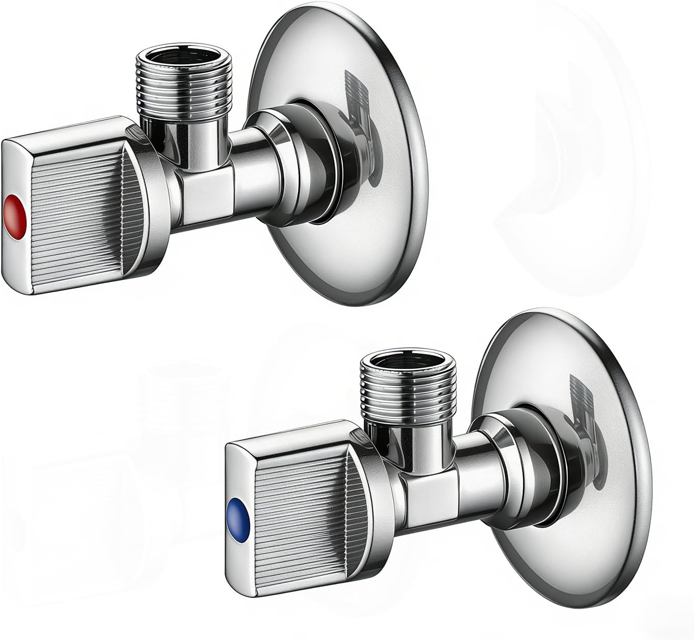 Angled Isolating Valves 1/2 Inch x 3/8 Inch BSP – Wall Mounted Chrome Brass Angle Valve for Basin Sink, Hot & Cold Water Shut Off, 2 Pack