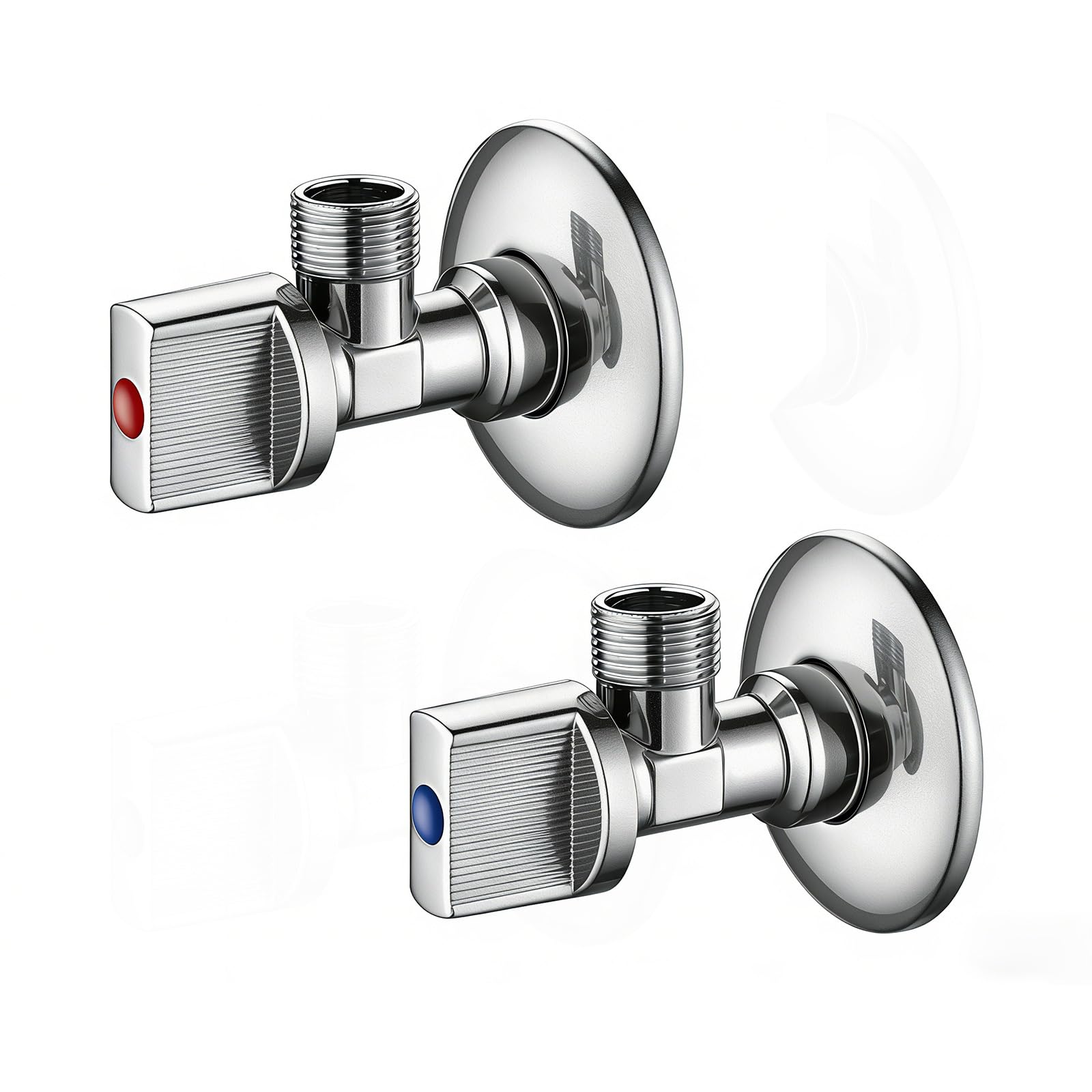 Ibergrif M22008A Set de 2 Llaves de Escuadra G1/2" a G3/8", Válvula de Ángulo Antifugas de Latón Macizo Cromado, Juego de 2 Válvulas de Corte de Agua Estanca para Baño, Lavabo y Cocina Global Recycled Standard Global Recycled Standard Global Recycled Standard