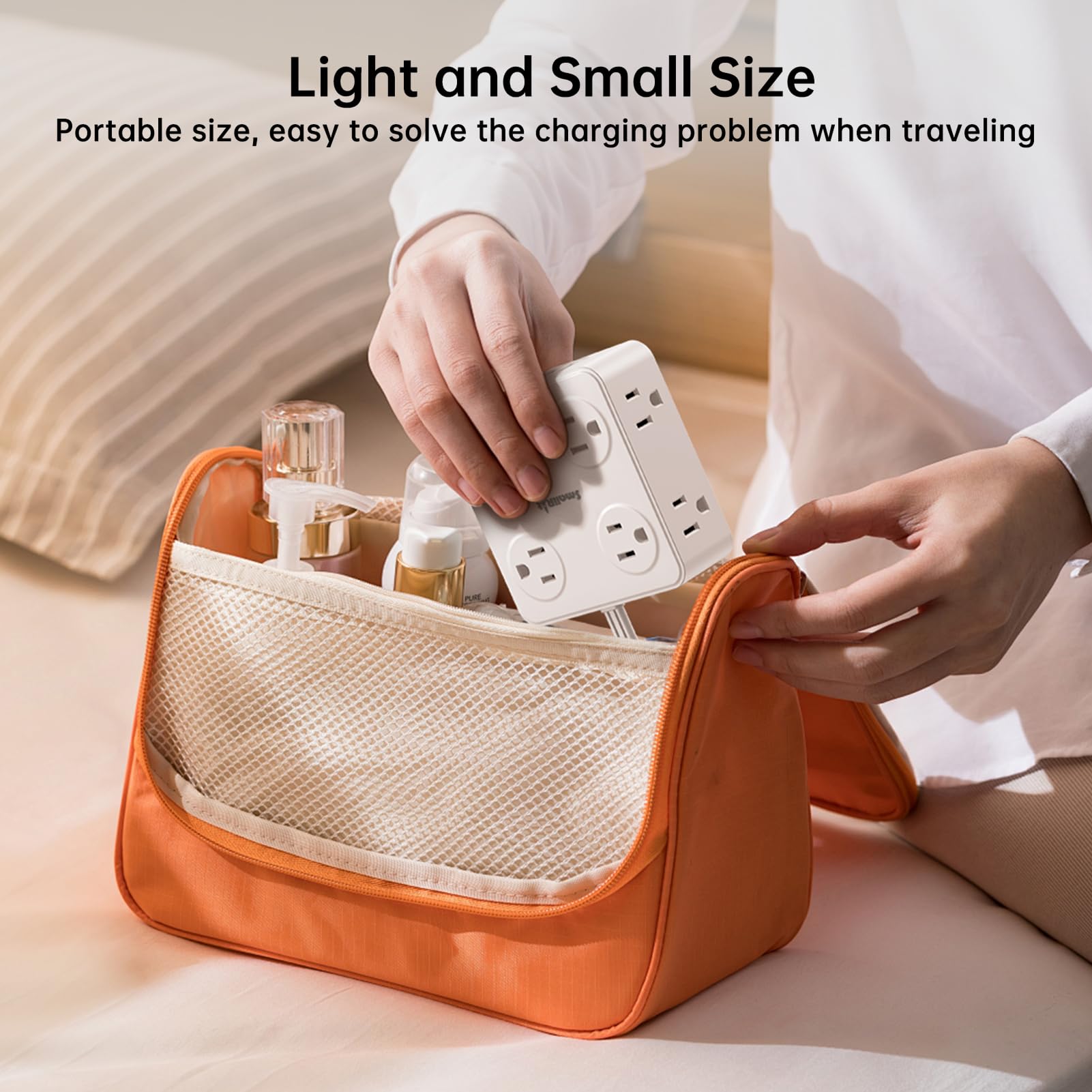 SMALLRT Bloc d'alimentation avec parasurtenseur 4 prises, 3 ports USB, prise plate pour bureau à domicile, blanc, 1,8 m