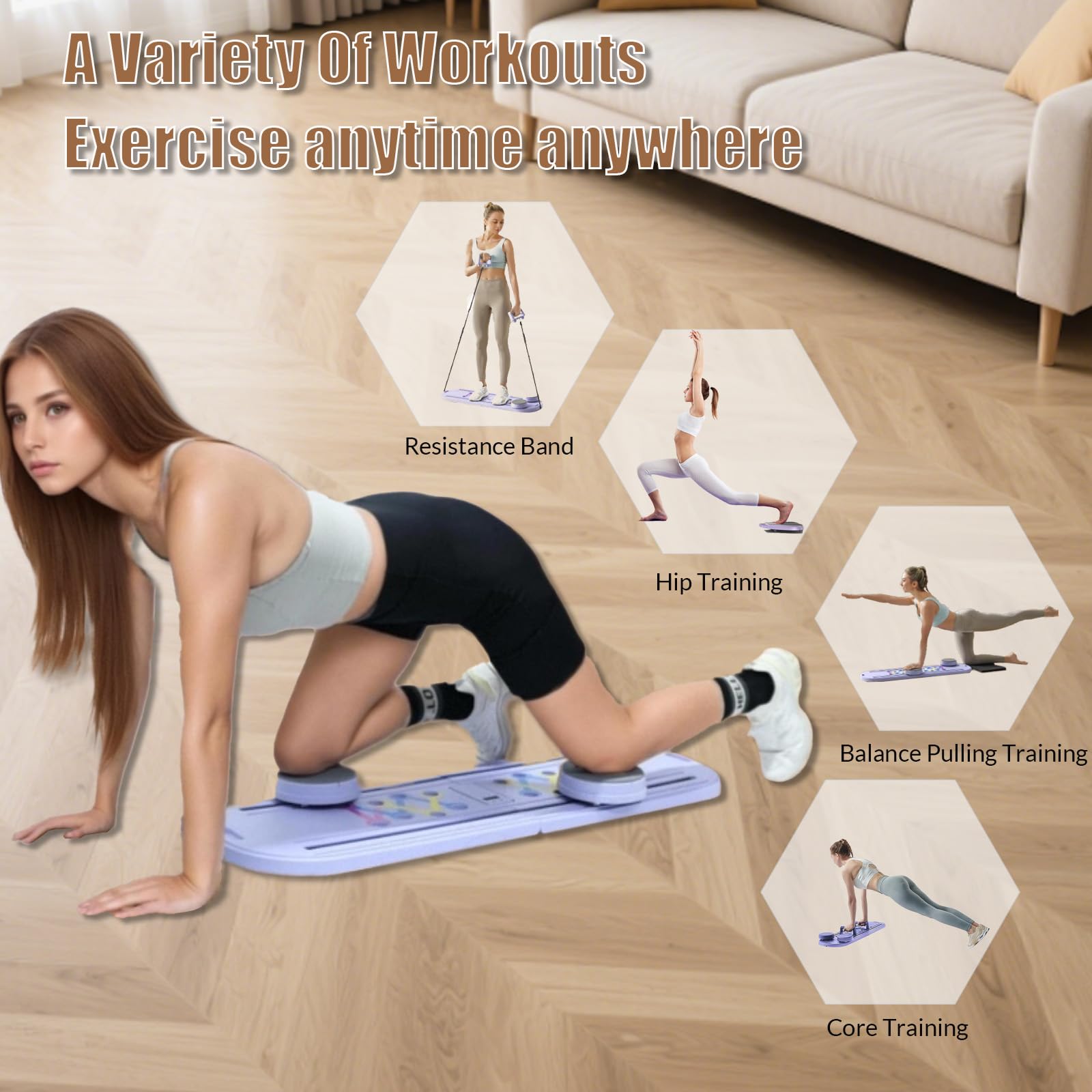 Das Multifunktionale 5-in-1-Pilates-Board mit LED-Zähler, Klappbaren Ist Das Pilates-Trainer-Set-Board für Den Aufbau von Kernkraft und Bauchmuskeln Zu Hause