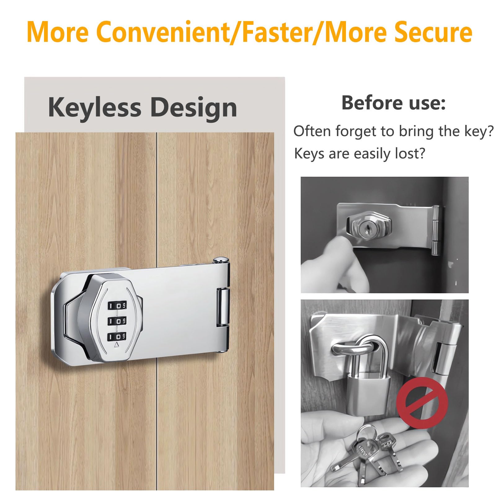 Keyless Safety Lock Baby Proofing Keyless Combination Cabinet Locks - 3-Digit Child Safety ...