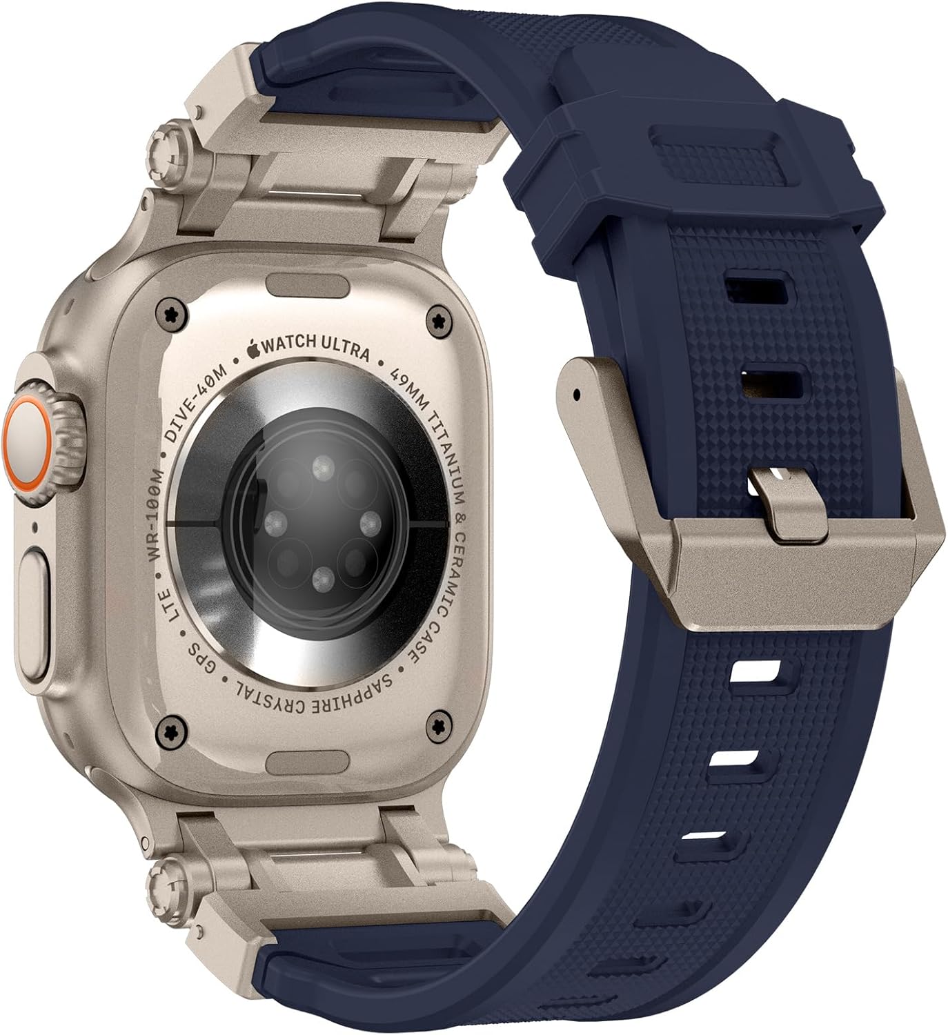 FULLIFE Designed for Apple Watch Band Apple Watch Ultra 3/2/1 49mm for Men, Silicone Rubber Bands with Metal Connector for Apple Watch Series 11/10 46mm, 9/8/7 45mm, SE2/SE 6/5/4 44mm, 3/2/1 42mm