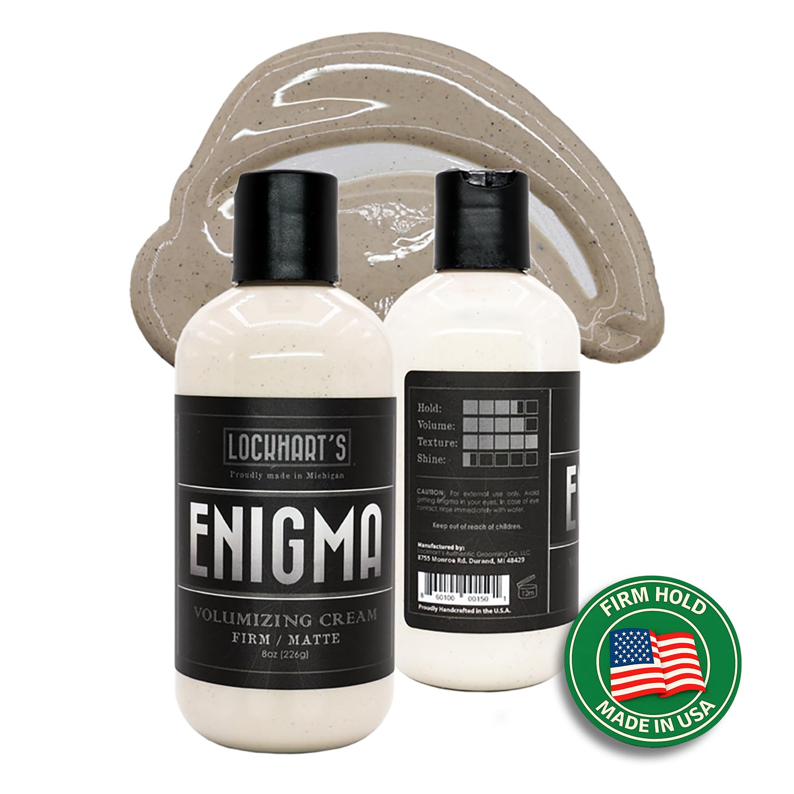 Lockhart’s Enigma Matte Cream Clay – Hair Styling Cream for Men – Firm, Long-Lasting Hold, Natural Matte Finish – Kaolin & Bentonite Clay for Volume and Texture – Nourishing Beeswax Formula (8.0 oz)