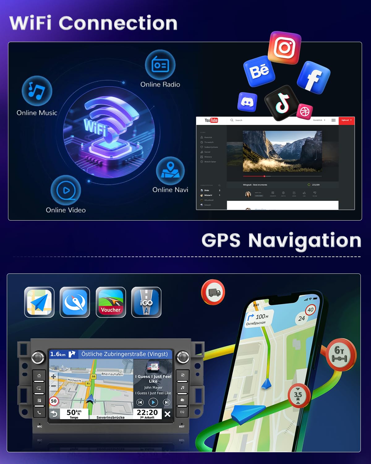 Hikity 2+64G Ekran dotykowy 7" Radio dla Chevrolet Aveo Captiva Epica Holden Daewoo Pontiac, z bezprzewodowym CarPlay Android Auto, Bluetooth, Nawigacja, GPS, WiFi, EQ i kamera cofania
