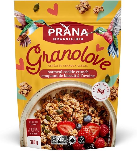 Prana Granolove |Oatmeal Cookie Crunch Organic Granola | Healthy Breakfast, Light on Sugar |Non-GMO, Vegan, Kosher | 300g