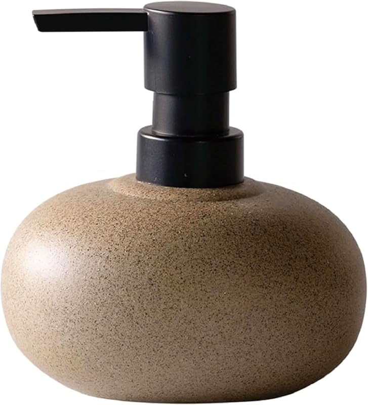 10oz Ceramic Hand Soap Dispenser, Elegant Liquid Soap Dispenser for Bathroom Countertop, Heavy & Sturdy Dish Soap Dispenser for Kitchen (Brown)