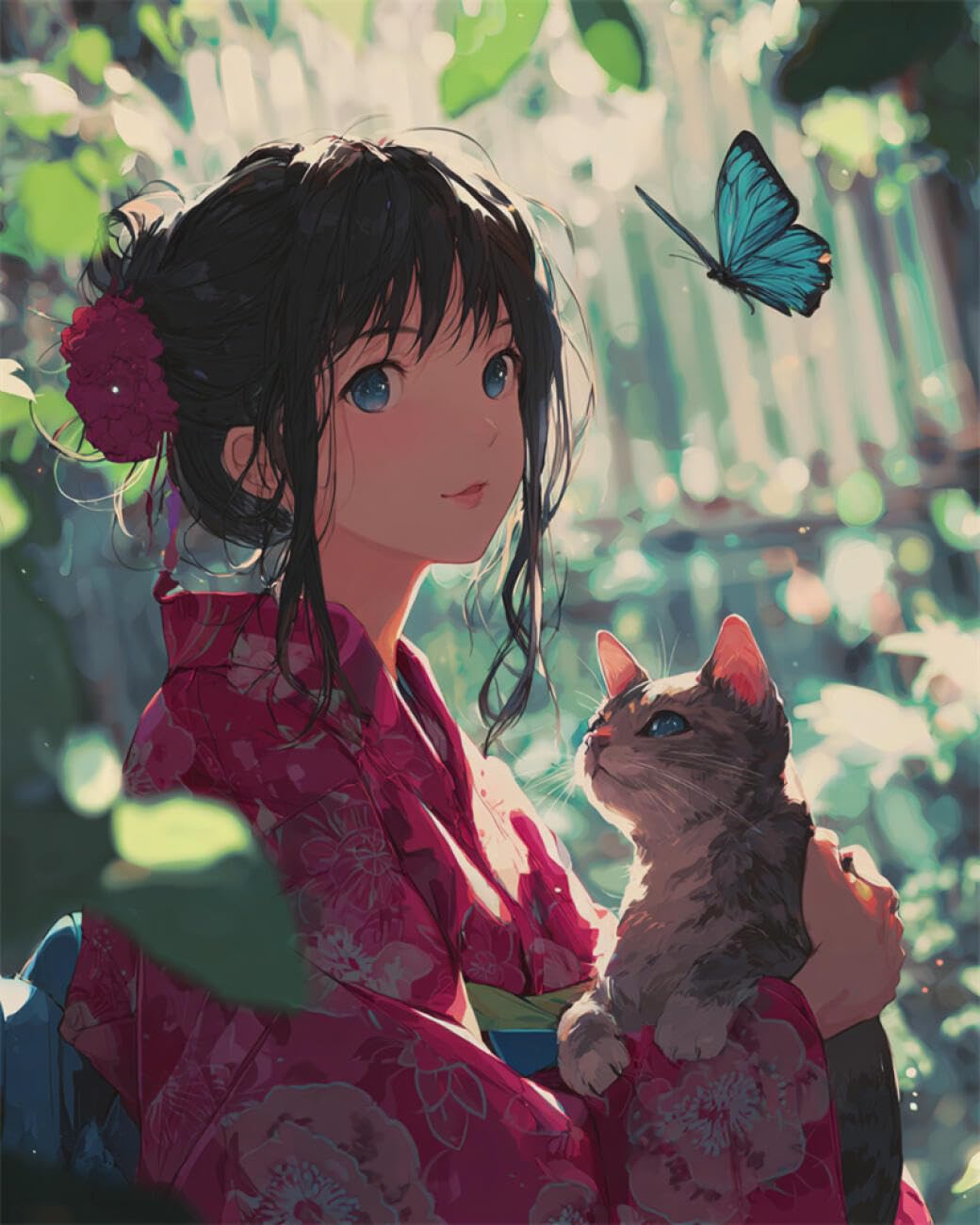 RKFLGEW Animal 14CT Embroidery Kit Anime Girl Cross Stitch Kits Embroidery Starter Set for Beginners DIY Home Decoration 40x50cm