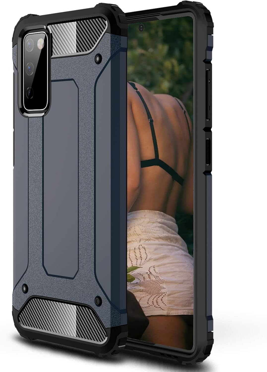 Jusy Samsung S20 FE Case with Four Bumpers, Wireless Charging Compatible, 15ft Drop Tested Shockproof, Heavy Duty Protective Case for Samsung Galaxy S20 FE 5G/FE 5G UW [6.5 inch] (Navy Blue)