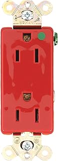 BRYANT Receptacle,Red,15A,Hospital Grade,125VAC