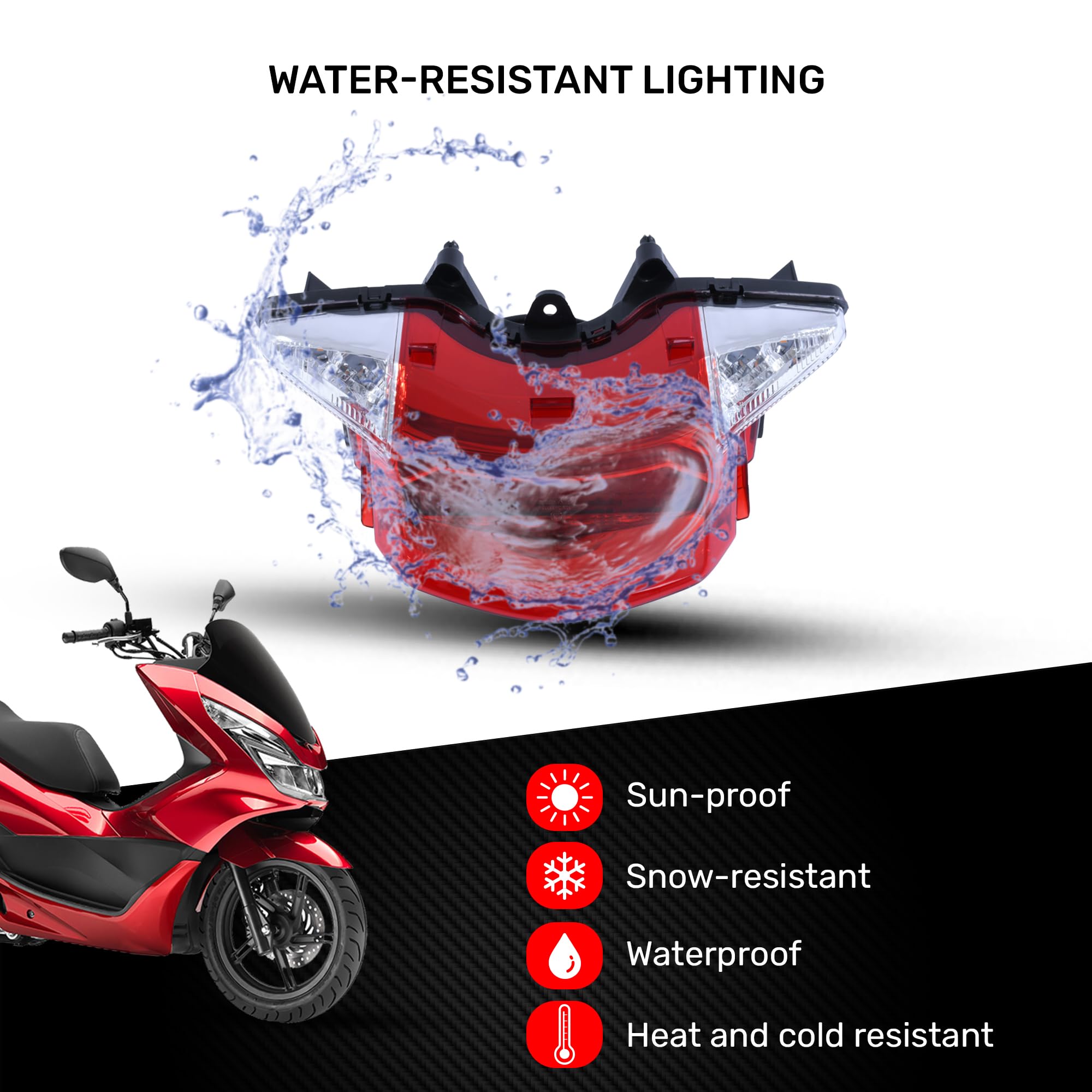 AVDB-moto Feu Arrière/Stop LED compatible avec HONDA PCX 125/150 2015-2017 + Clignotants Intégrés (Rouge)