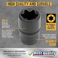 Vista 2 de Amartisan 14 PC E-Torx Star Socket Set/Rail, 1/4" 3/8" 1/2" Drive, E24 Juego de zócalos de par externo