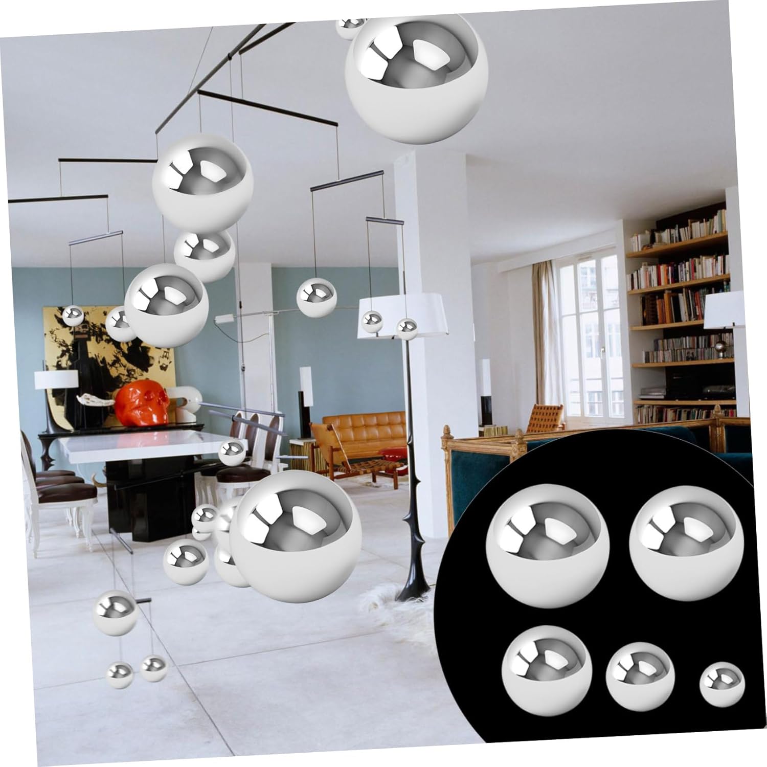 5pcs Hollow Mirror Polished Balls Stainless Steel Gazing Balls for Garden Outdoor Decorative