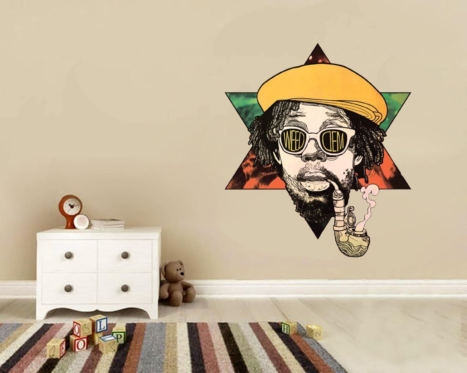 Art Kafe Bob Marley Weed Sticker (Size 22 X 25 inch) Wall Sticker