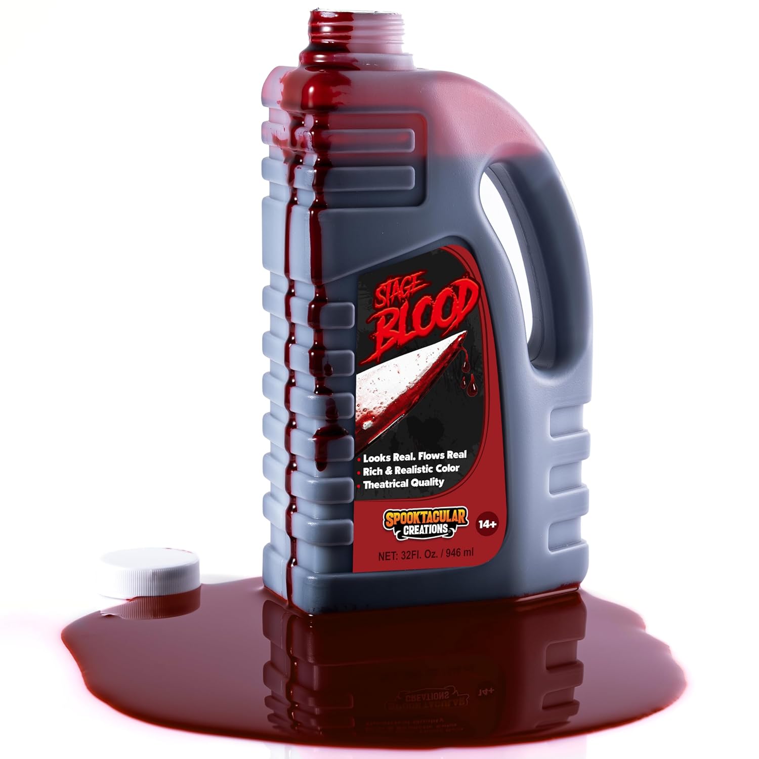 Spooktacular Creations 32 oz Fake Halloween Blood Bottle Fake Blood Stage Blood for Halloween Costume, Zombie and Monster Makeup & Dress Up