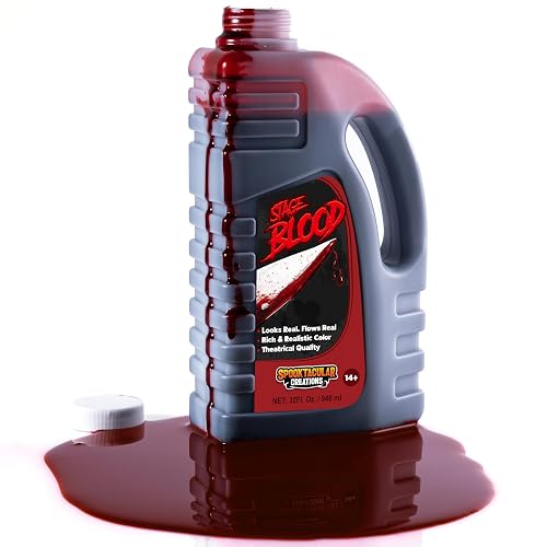 Spooktacular Creations Botella de sangre de vampiro de Halloween falsa de 32 oz Sangre de etapa de sangre…