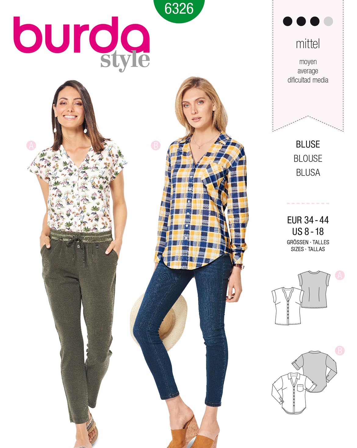 Burda Style Sewing Pattern B6326 Misses' Shirt with V Neck