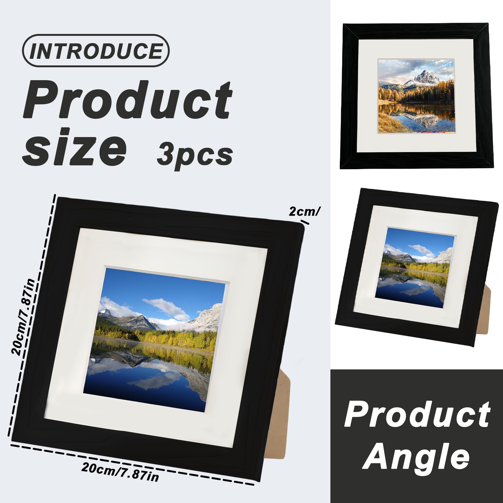 Cornice Portafoto Ecologica 20x15 Cm, 100% Stirene Riciclato, Leggera E Infrangibile, Da Tavolo O Parete, Nero