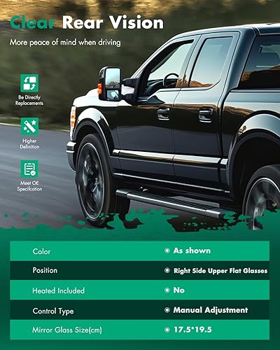 Miniatura 17 de SCITOO Espejo de remolque plano superior de repuesto con lente de espejo lateral izquierdo del conductor compatible con 1988-1998 para Chevy