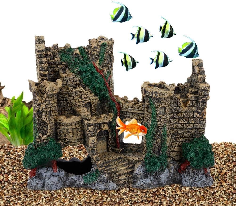 Amazon 水槽 オーナメント アクアリウム 水族館の装飾 西洋のお城の形 建物 水槽装飾 遺跡 アクアリウム 水槽 オブジェ 樹脂素材