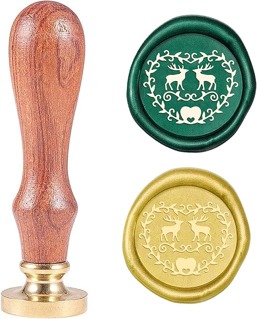 CRASPIRE Sealing Wax Stamp Christmas Deer, Xmas Wax Seal Stamp Head with Wooden Handle for Christmas Invitations Envelope Cards Decoration