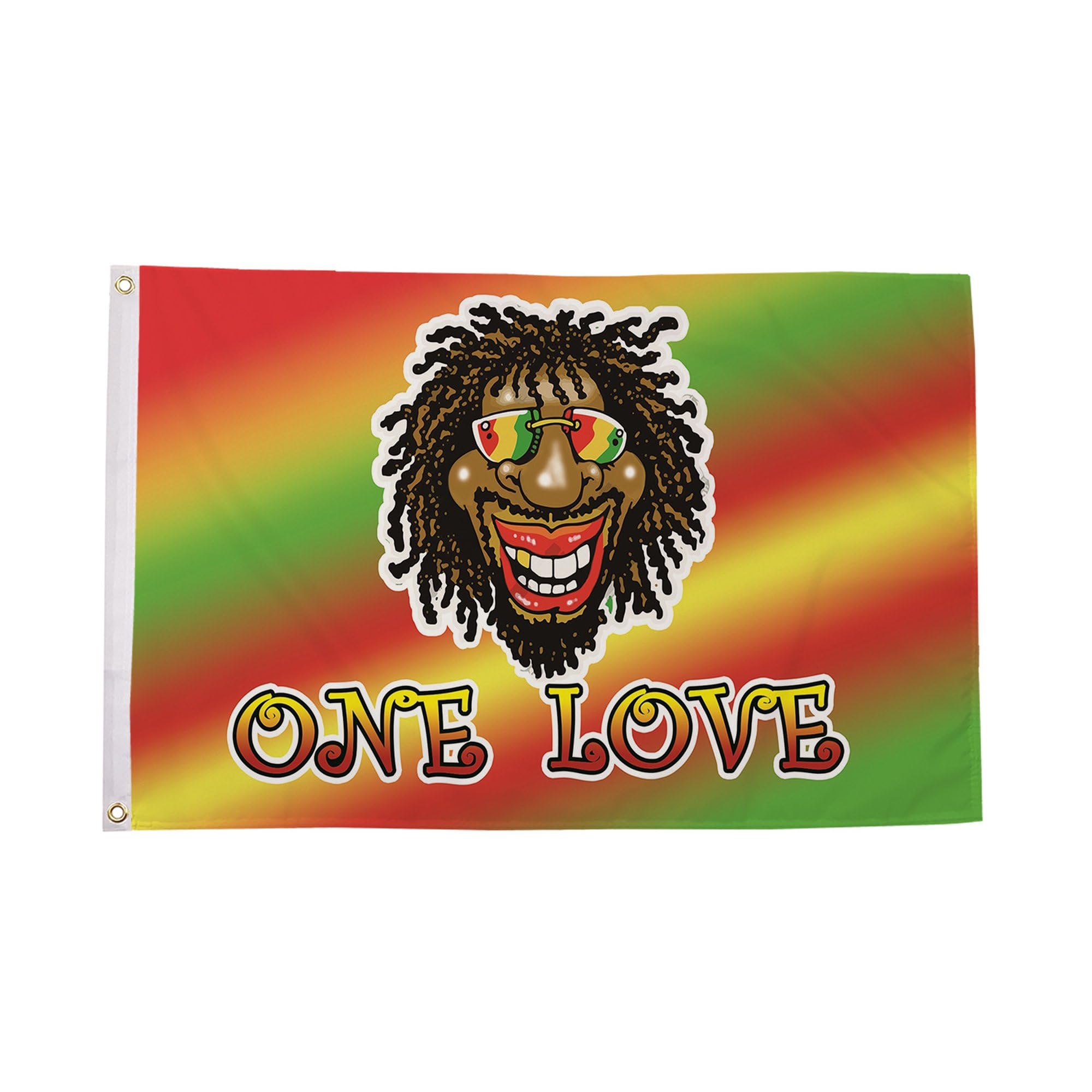 Flagtex One Love Rasta Man Flag 5ft x 3ft Large Flag 150cm x 90cm | Premium Woven Polyester with Brass Eyelets | Indoor Outdoor Display Garden Decoration Wall Hanging