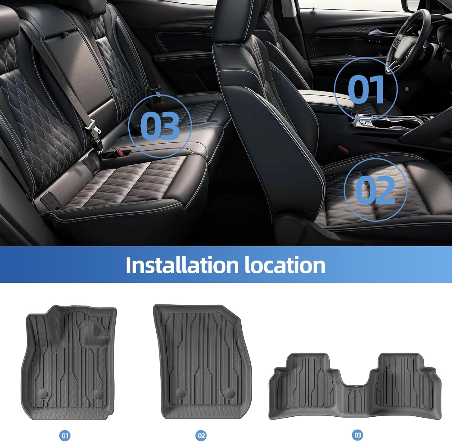 SMABEE Floor Mats & Cargo Liner & Backrest Mats for Buick Envision 2021-2026,TPE All Weather Floor Liners Trunk Mat Accessories Protection Mats Interior Black