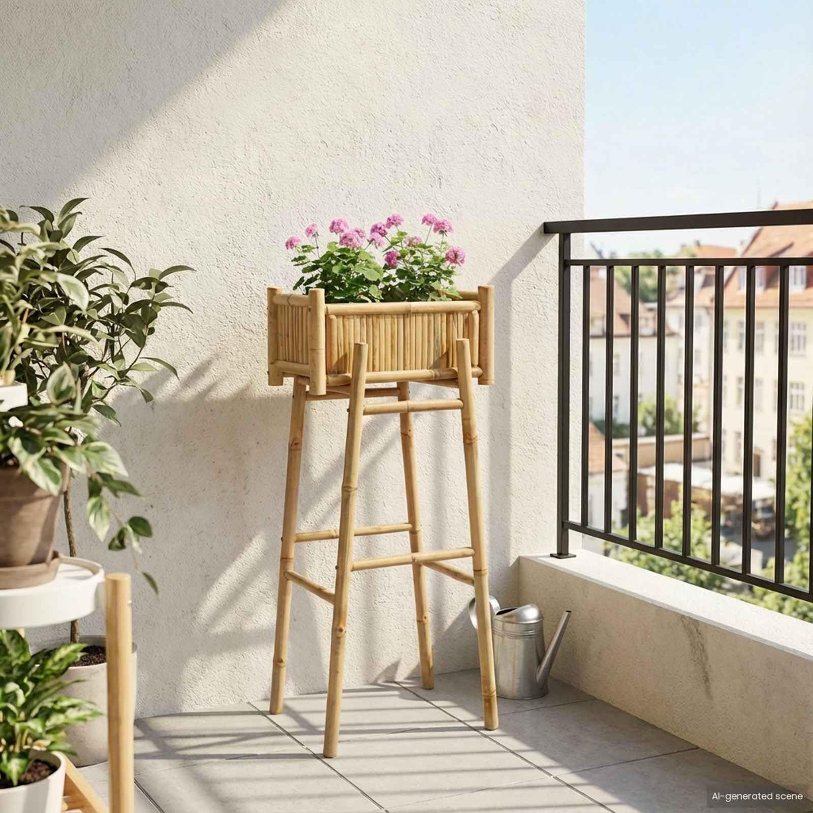 vidaXL Jardín Macetero con Soporte Natural 50 x 38 x 114 cm Bambú