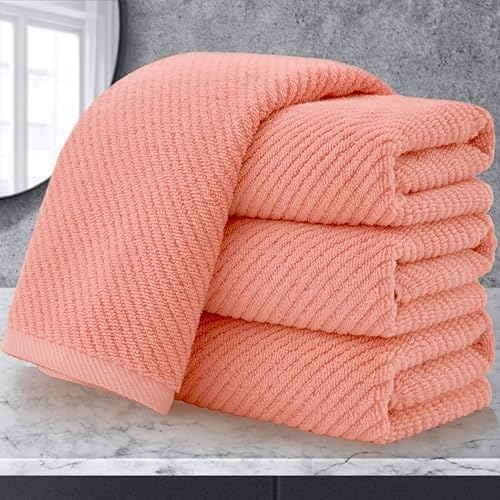 Vista 183 de VOOVA & MOVAS Juego de 4 toallas de baño blancas, grandes de 30 x 56 pulgadas, 100% algodón, de secado rápido, ligeras, gruesas, suaves, Azul