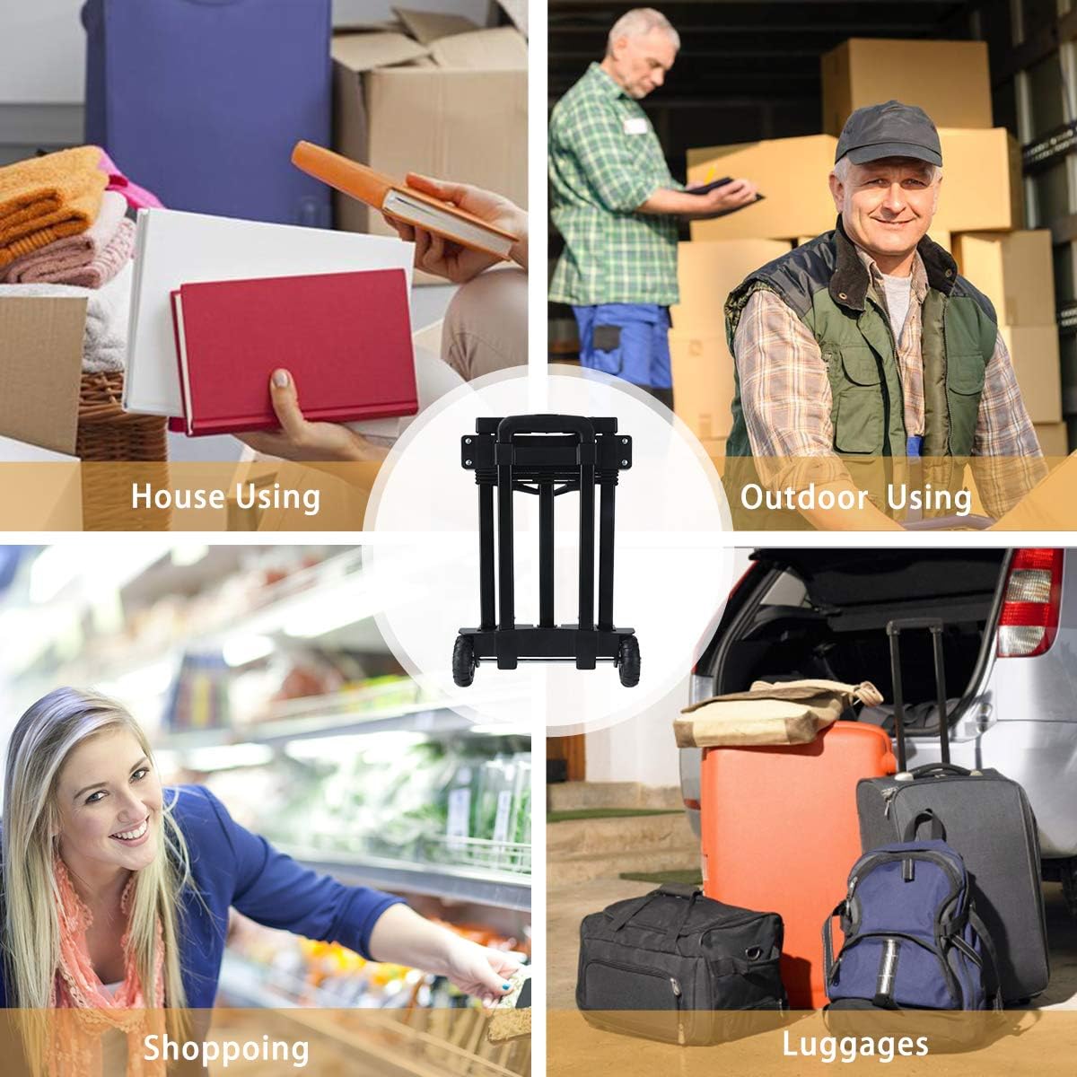 Bеѕt Dеаl KEDSUM Folding Hand Truck, 155 lbs, 4 Wheels Solid Construction Heavy Duty Utility Cart, Portable Fold Up Dolly, Compact and Lightweight for Luggage, Personal, Travel, Moving and Office Use