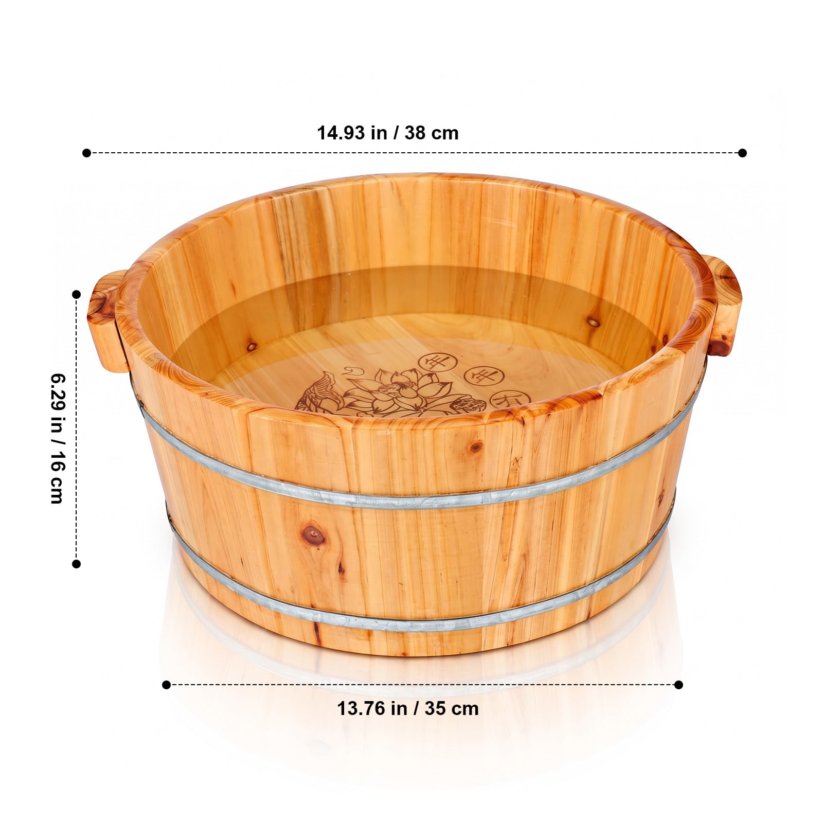 Holzfußbadewanne mit Griffen, Tragbares Fußwaschbecken für Pediküre