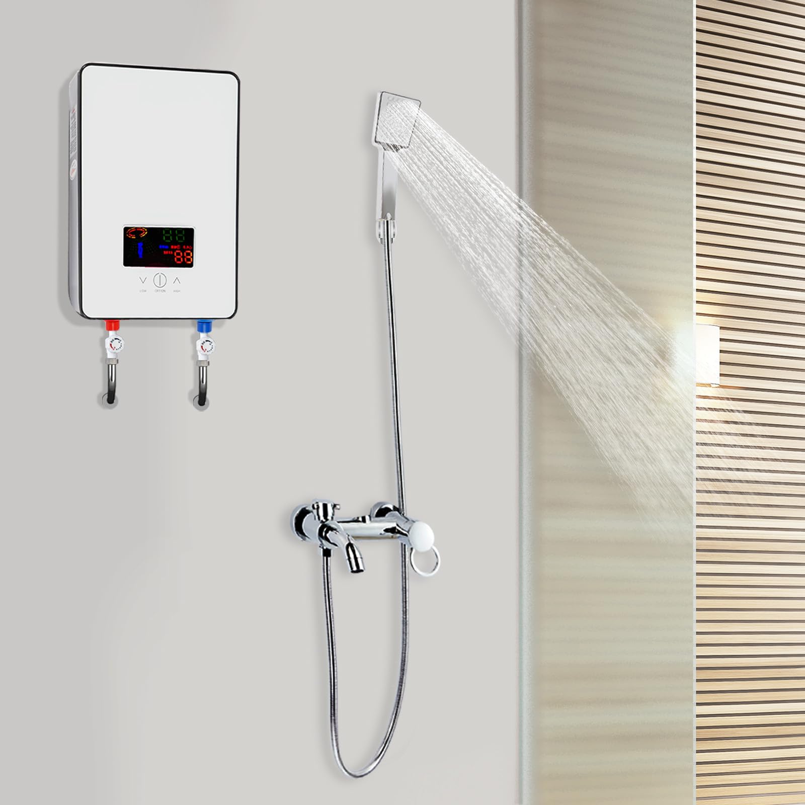 Tankless Electric Hot Water Heater,4500W 110V Instant Water Heater On Demand Bath Shower with LED Screen Display for Bathroom, Bathtub, RV, Whole