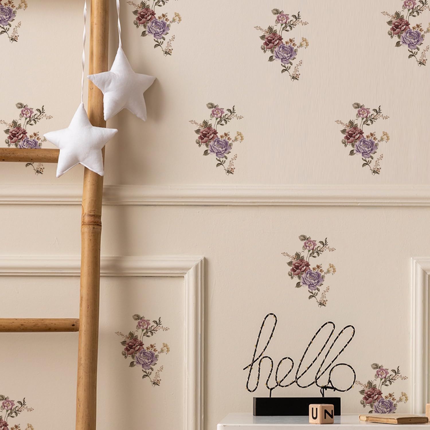 Neukids Retro Watercolor Purple Bouquet Children's Wall Stickers - Image 2