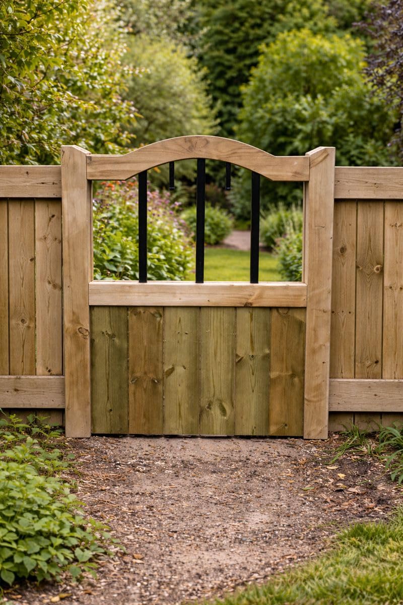 Md Carpentry Treatment Green Wooden Garden Gate Pedestrian Gate Wooden Pressure Treated 3Ft 90Cm, (90Cm High X 90Cm Wide X 5Cm Deep)