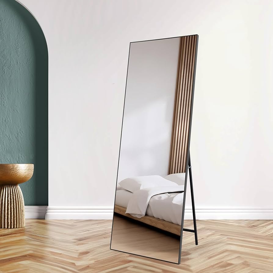 Neutype Full Length Mirror With Standing Holder Floor Mirror Large Wall Mounted Mirror Bedroom Mirror Dressing Mirror Wood Frame Black 65 X 22